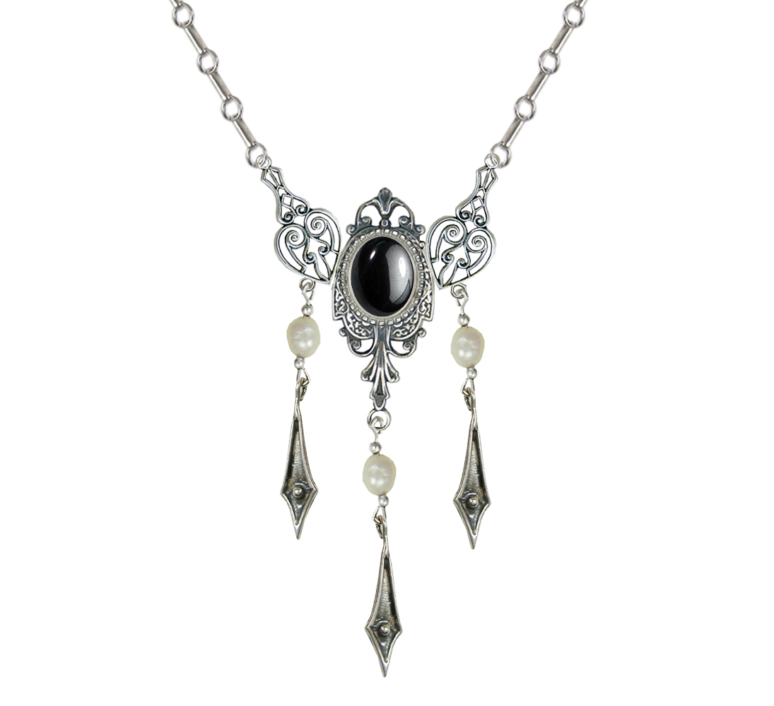 Sterling Silver Victorian Necklace With Hematite